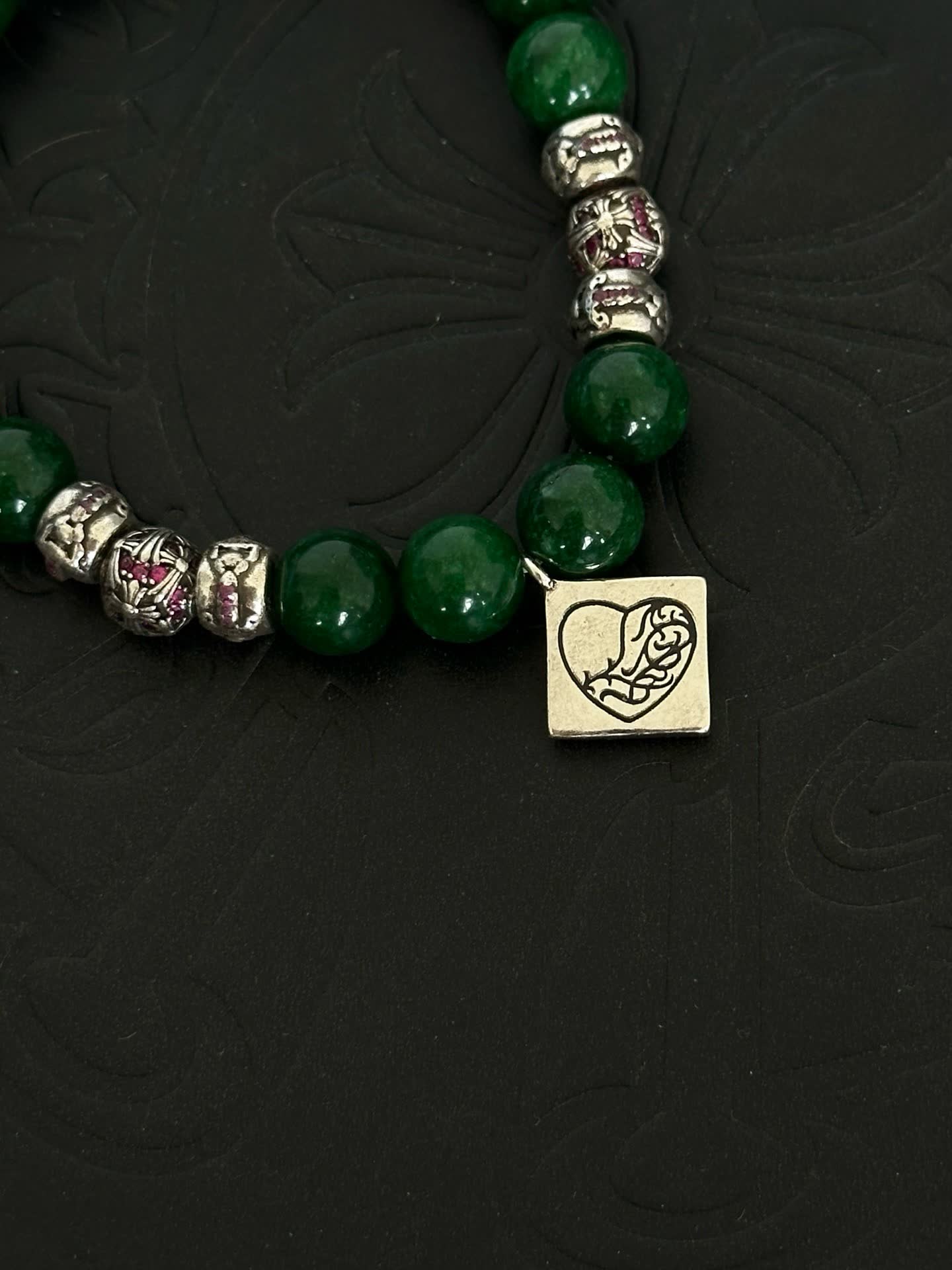 Chrome Hearts Beaded Bracelet with Silver Charms